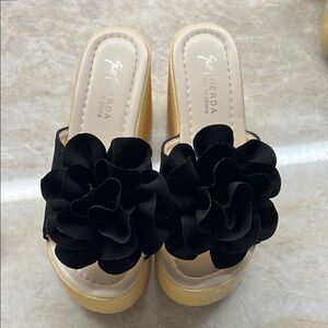 Black Mules with Chic Ruffle Accents
